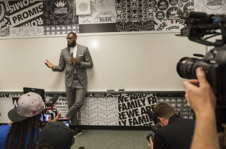The I Promise School, an Akron, Ohio, school funded by LeBron James, has not had an 8th grader pass a state math exam in more than three years.