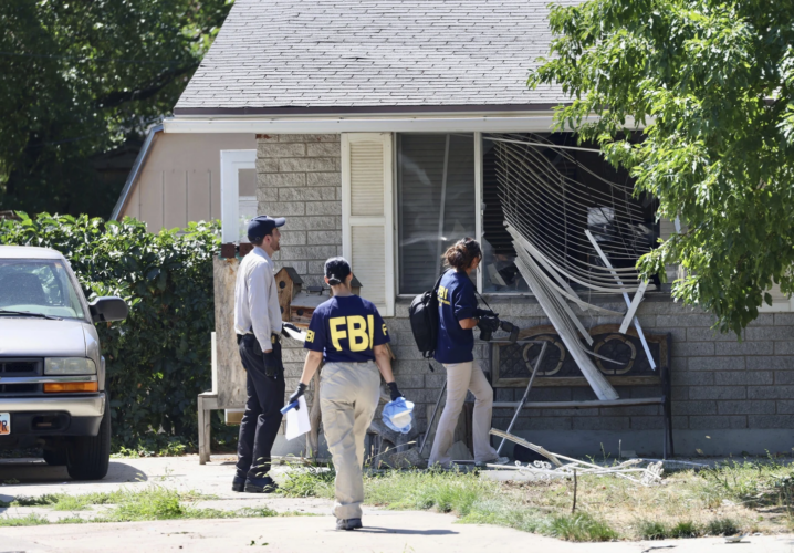 Law enforcement investigate at the scene of a shooting in Provo involving the FBI Wednesday, Aug. 9, 2023. Craig Robertson, a Utah man in his 70s who threatened Joe Biden on social media, was shot by FBI agents during an attempted arrest on Wednesday. | (Laura Seitz, Deseret News)