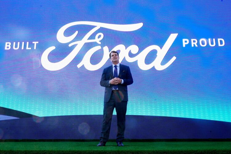 Ford President and CEO Jim Farley drove down Route 66 in an F-150 Lightning to test the company's newest offering in the electric vehicle market. | (AP Photo/Mark Humphrey, file)