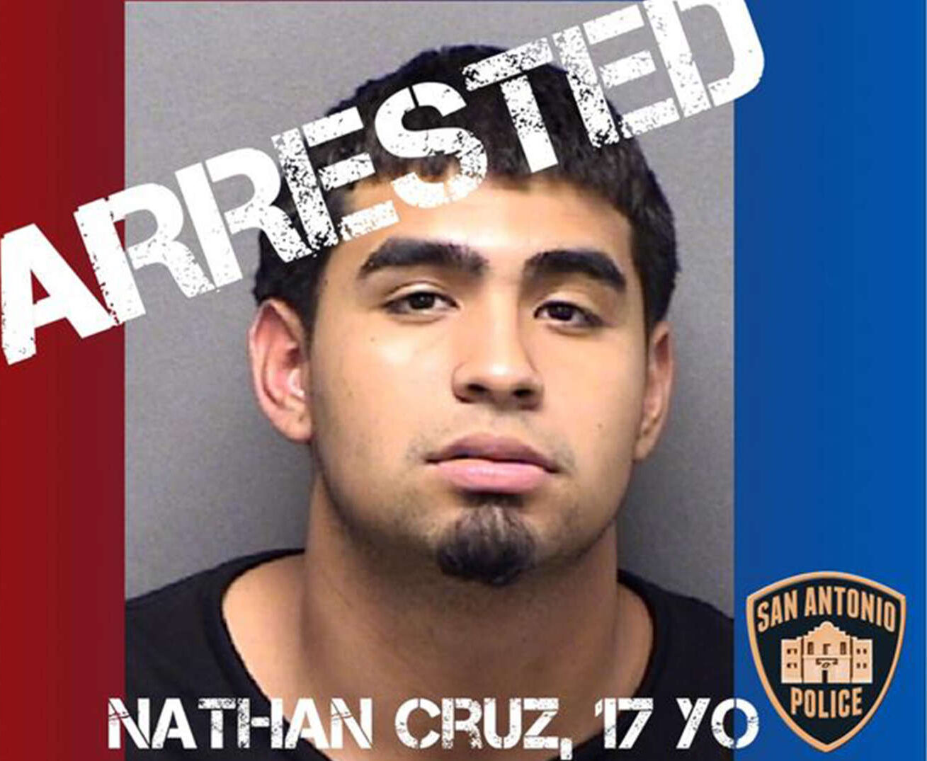 Booking photo of Nathan Cruz shared by San Antonio PD San Antonio PD © San Antonio PD. Cruz, the 17-year-old cousin of Uvalde school shooter Salvador Ramos, was arrested in San Antonio, Texas for planning a copycat massacre.