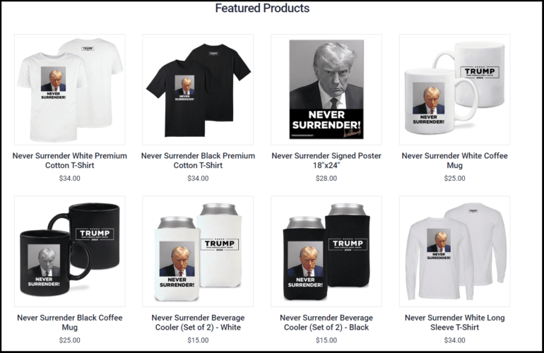 In the three days after former President Donald Trump was arrested in Georgia, his campaign brought in more than $7 million, much of it from mugshot merch.