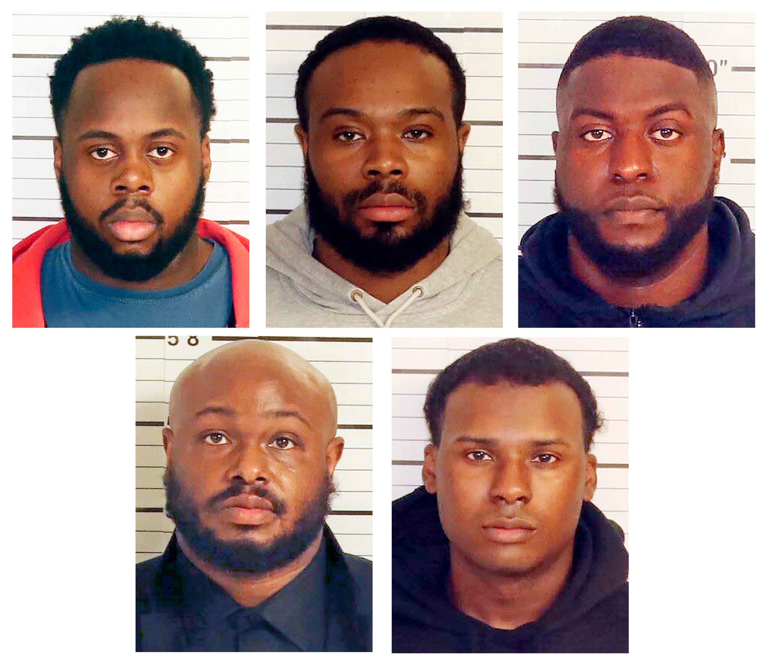 A grand jury indicted five former Memphis police officers for obstruction and civil rights violations in connection with the beating death of Tyre Nichols. (Shelby County Sheriff's Office via AP)