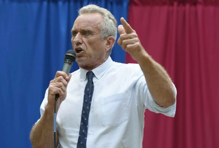 Robert F. Kennedy Jr. met with Libertarian Party representatives over the summer, suggesting that RFK may be considering a third-party run. (AP Photo/Meg Kinnard)