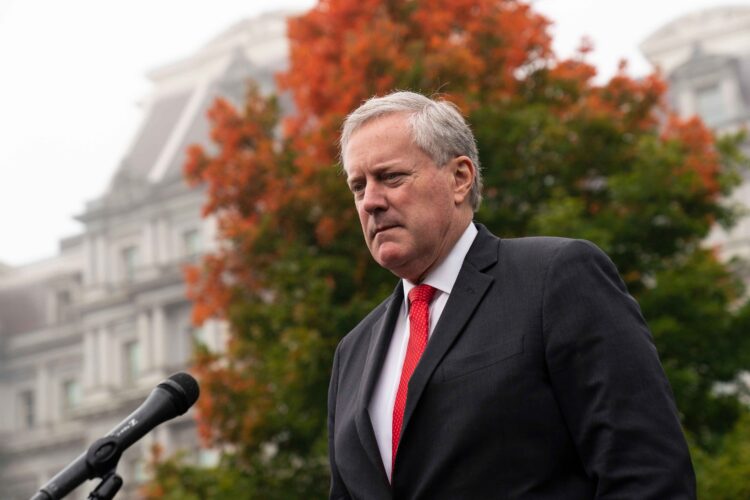 Former Chief of Staff Mark Meadows and six co-defendants pled not guilty in the Fulton County racketeering indictment on Tuesday, waiving in-person arraignment. (AP Photo/Alex Brandon, File)