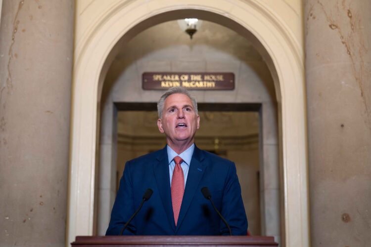 Speaker Kevin McCarthy and House Republicans launched an impeachment inquiry against President Joe Biden over the president’s corrupt business dealings. (AP Photo/J. Scott Applewhite)