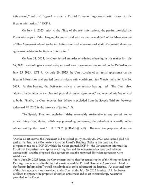 According to court filings made public on Wednesday, Special Counsel David Weiss will indict Hunter Biden on new gun-related charges by the end of September.