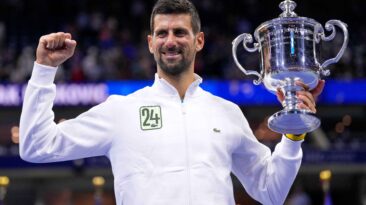Tennis superstar Novak Djokovic was ironically awarded the Moderna ‘Shot of the Day’ award, following his U.S. Open Triumph on Sunday.