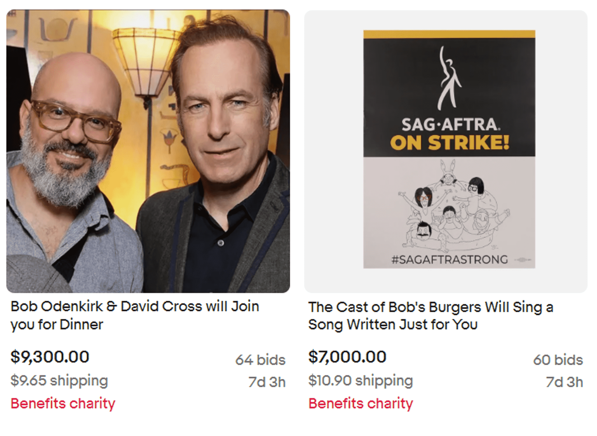 The Union Solidarity Coalition is auctioning off unique celebrity experiences on eBay to support production crews affected by the WGA/SAG-AFTRA strike.