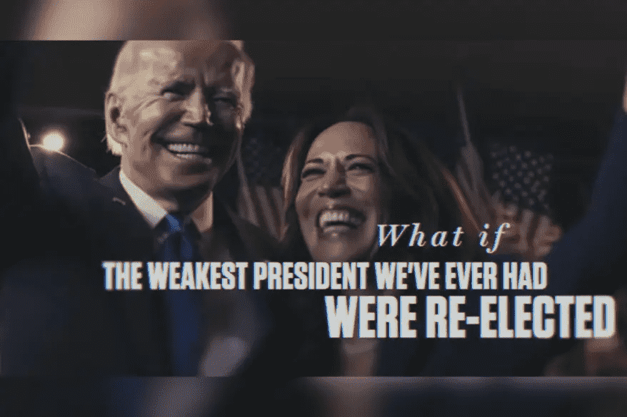 Google and its parent company Alphabet Inc. will require election advertisers to “prominently disclose” when ads use AI-generated images, videos, or audio. The ad features AI-generated images of Biden and Harris celebrating their re-election - GOP