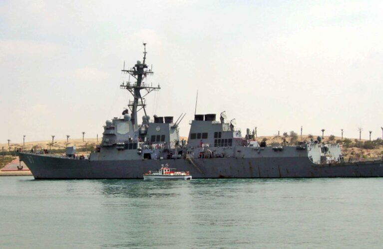 A U.S. Navy ship intercepted multiple projectiles off the coast of Yemen fired by Iranian-backed Houthi militants on Thursday, according to U.S. officials.