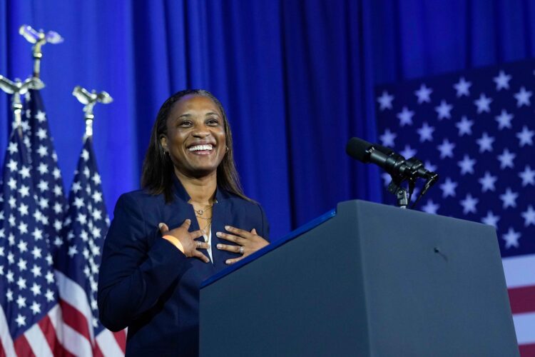 California Governor Gavin Newsom has appointed political strategist and abortion activist Laphonza Butler to replace the late Dianne Feinstein in the Senate. (AP Photo/Susan Walsh)