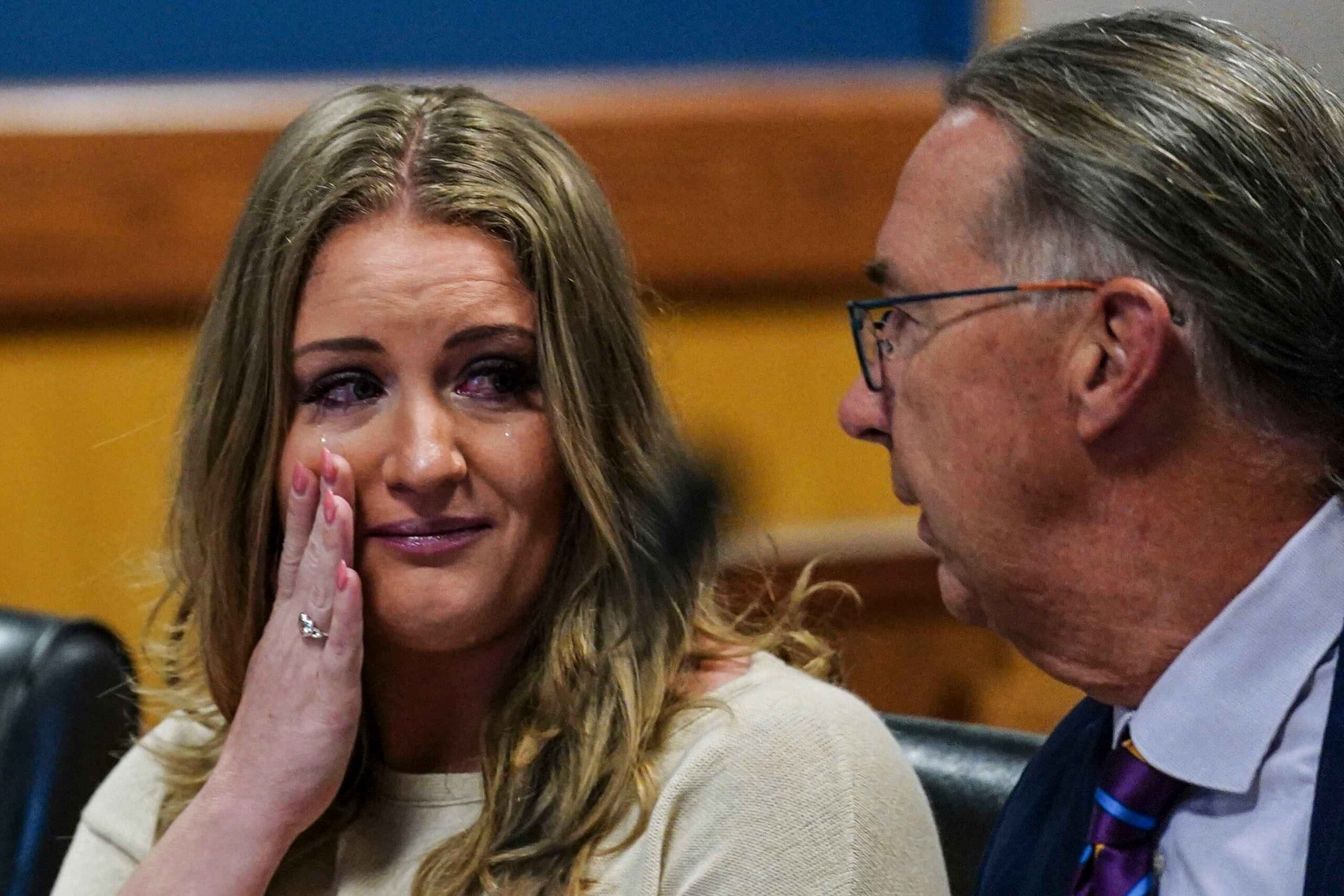 Attorney Jenna Ellis pled guilty in the racketeering case brought against former president Donald Trump and his associates in Fulton County, Georgia. (AP Photo/John Bazemore, Pool)