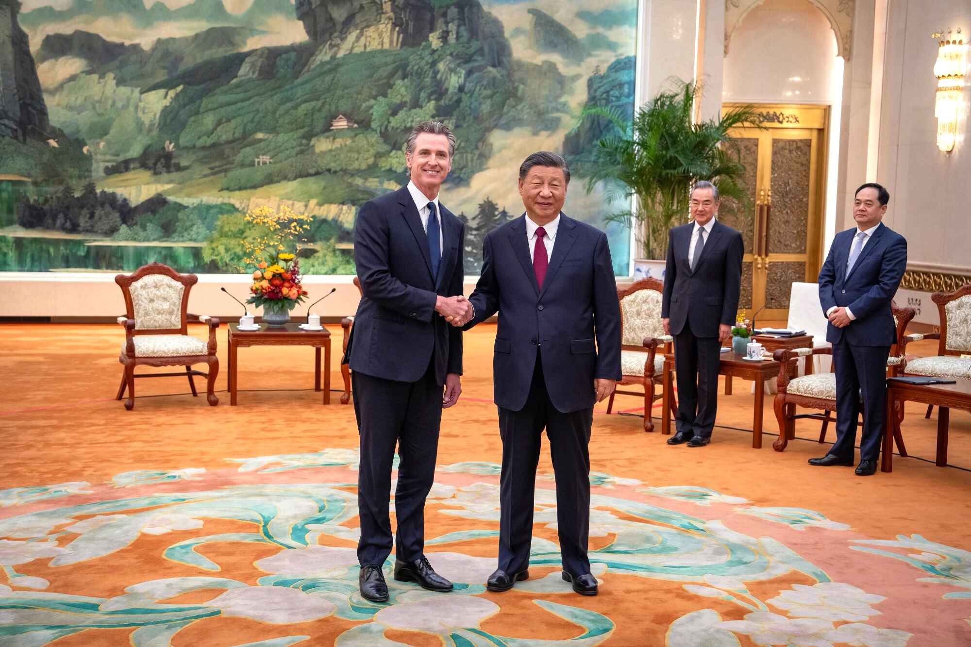 California Governor Gavin Newsom accidentally knocked over a small child while playing basketball during a diplomatic visit to China to discuss climate change. (Office of the Governor of California via AP, File)