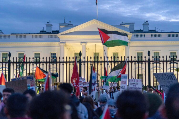 Pro-Palestine demonstrators rallied in Washington DC to protest American support for Israel in its war with Hamas, even attempting to breach the White House. (AP Photo/Jose Luis Magana)