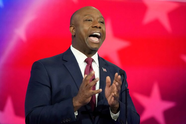 South Carolina Senator Tim Scott ended his presidential campaign on Sunday night in an announcement that came as a total surprise to his campaign staffers. (AP Photo/Rebecca Blackwell)