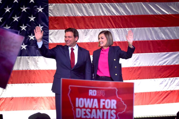 Iowa Governor Kim Reynolds threw her support behind Florida Governor Ron DeSantis, endorsing him for president and drawing criticism from Donald Trump.