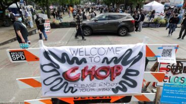 The Seattle government tore down a community garden built during the CHAZ protest after the area was overrun by homeless camps, drug users, and rodents. (AP Photo/Ted S. Warren)