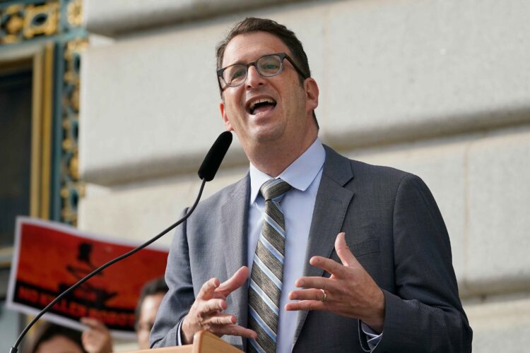 San Francisco Supervisor Dean Preston is blaming his district's homelessness and drug abuse problems on "capitalism" and the "bloated police budget." (AP Photo/Jeff Chiu)