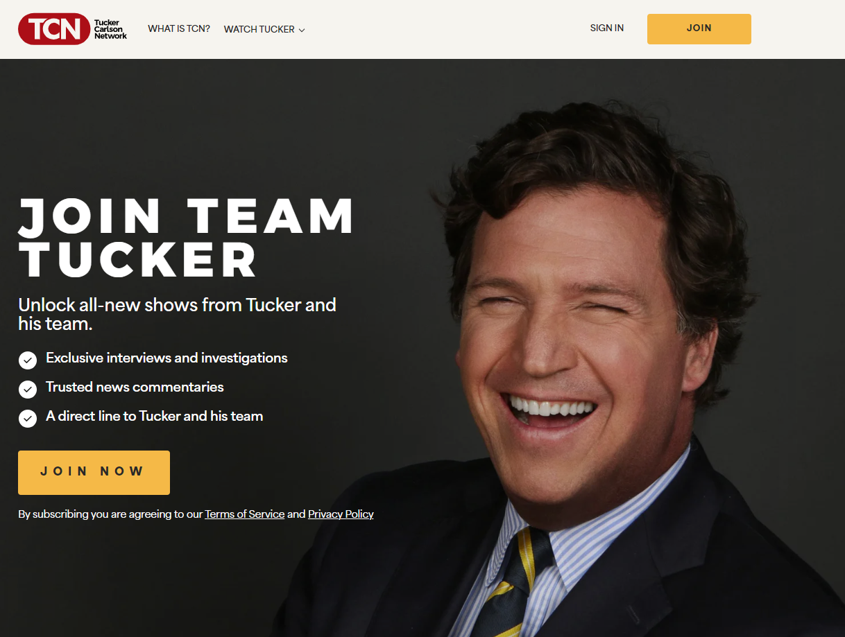 Tucker Carlson covertly launched a brand-new streaming platform on Dec 7 with pre-registration currently open to a select few on a new domain tuckercarlson.com