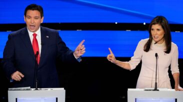 Ron DeSantis and Nikki Haley faced off in Des Moines, Iowa during the primary debate hosted by CNN, mostly accusing each other of lying and flip-flopping. (AP Photo/Andrew Harnik)