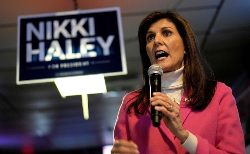 The CNN and ABC News primary debates in New Hampshire were canceled after Nikki Haley declined a rematch with Ron DeSantis unless Donald Trump attended too. (AP Photo/Carolyn Kaster)