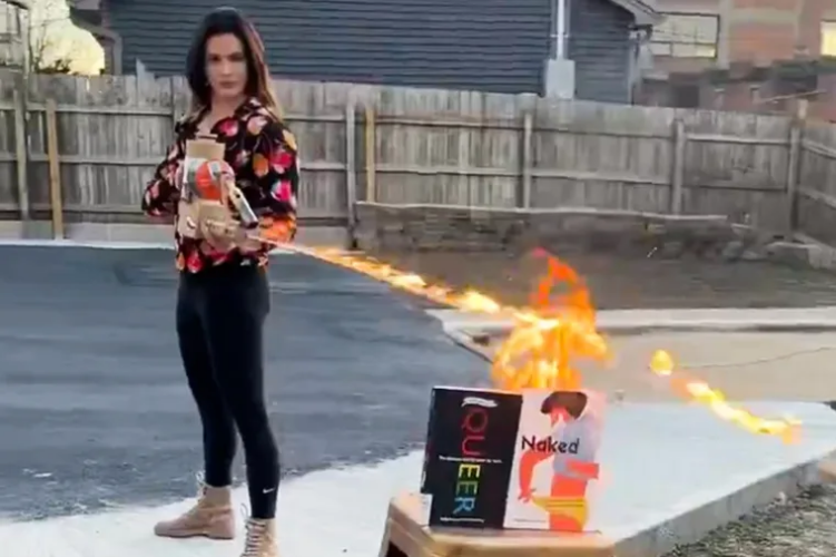 Republican Valentina Gomez, who is running for Missouri Secretary of State, torched the LBGTQ agenda with a flamethrower and a scorched-earth book ban proposal.