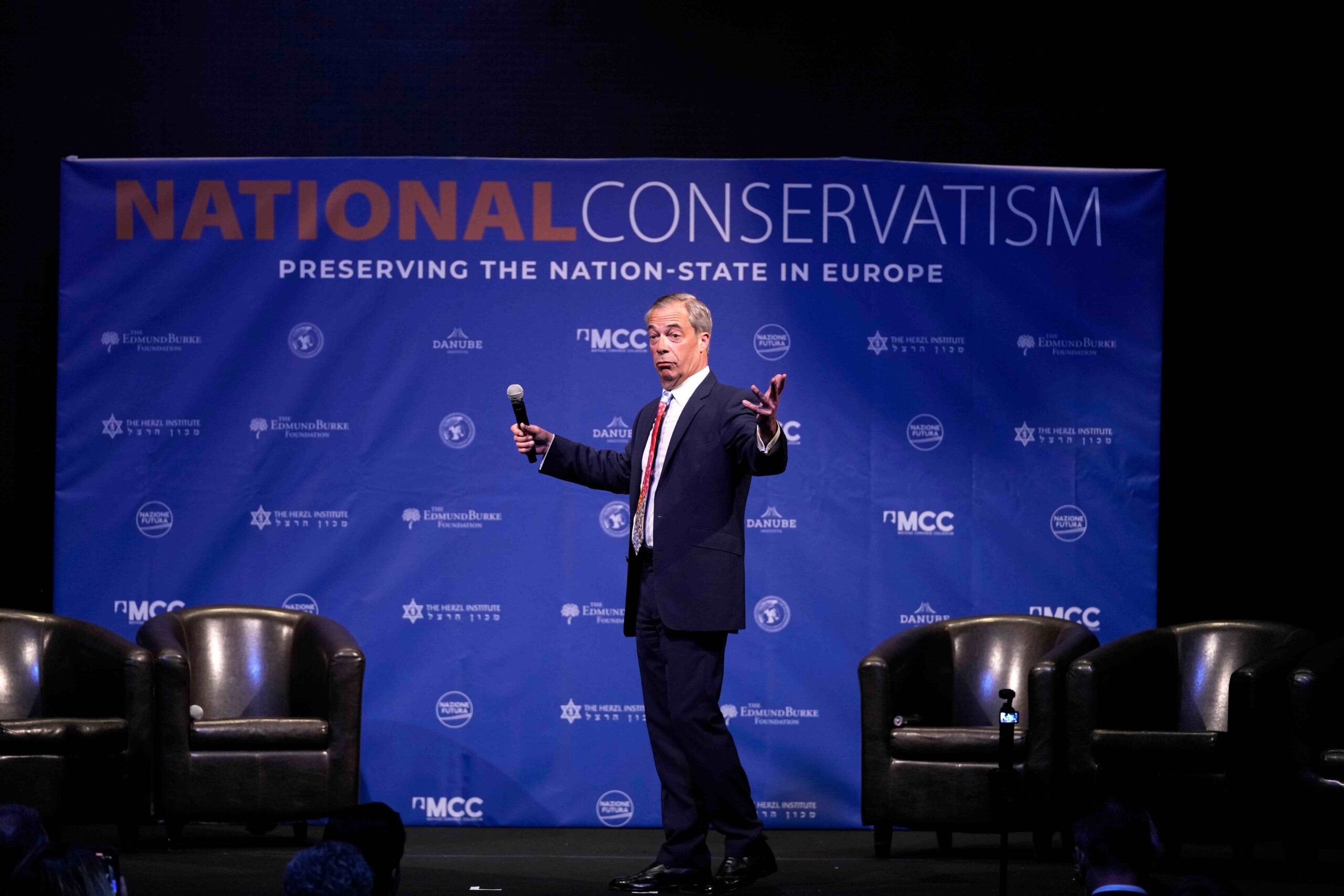 Police in Brussels attempted to shut down the two-day NatCon conference after the district mayor cited “public safety concerns” over the “far-right” gathering. (AP Photo/Virginia Mayo)