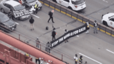 A group of pro-Palestine protestors have shut down both lanes of the Golden Gate Bridge in San Francisco, as seen in footage that emerged Monday around noon