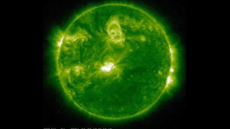 NOAA issued a rare “Severe” G4 Geomagnetic Storm Watch after a series of massive solar flares sent waves of high-energy radiation hurtling toward the Earth. (NASA via AP)
