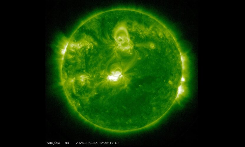 NOAA issued a rare “Severe” G4 Geomagnetic Storm Watch after a series of massive solar flares sent waves of high-energy radiation hurtling toward the Earth. (NASA via AP)