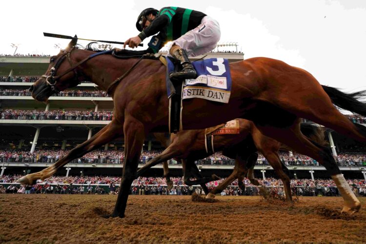 The 150th Kentucky Derby ended in a photo finish on Saturday, with three horses crossing the wire neck-and-neck before Mystik Dan claimed victory.