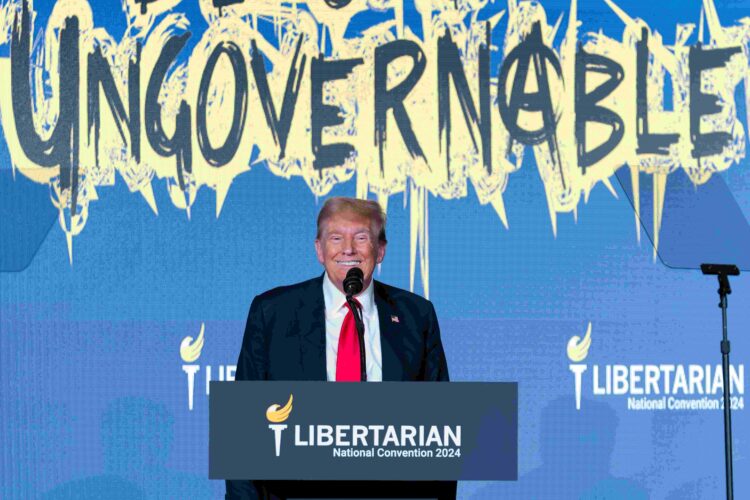 Donald Trump spoke at the 2024 Libertarian National Convention, offering libertarians positions within his administration in exchange for their support.