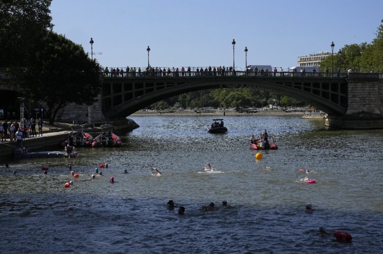 A practice swim for the upcoming Olympic triathlon was canceled on Sunday over concerns about the water quality of Paris’ Seine River.