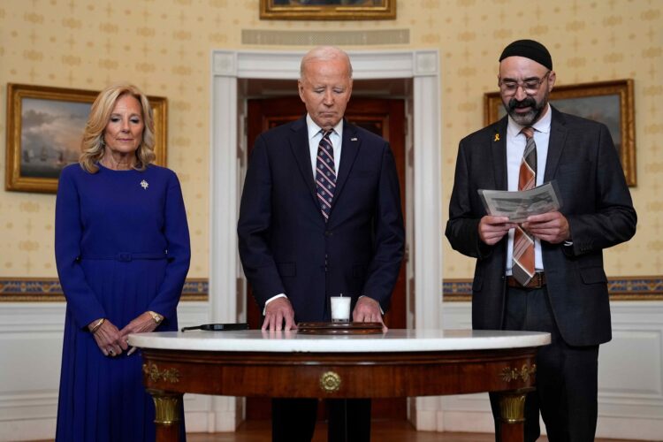 President Joe Biden held a brief memorial ceremony on Monday in commemoration of the one-year anniversary of the Hamas attack on Israel.