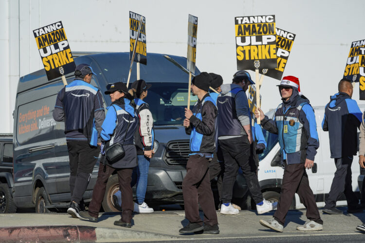 Amazon workers at 7 facilities across the US have gone on strike in an effort led by the Teamsters Union to secure labor agreements during the holiday season.