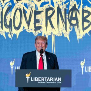 Donald Trump spoke at the 2024 Libertarian National Convention, offering libertarians positions within his administration in exchange for their support.